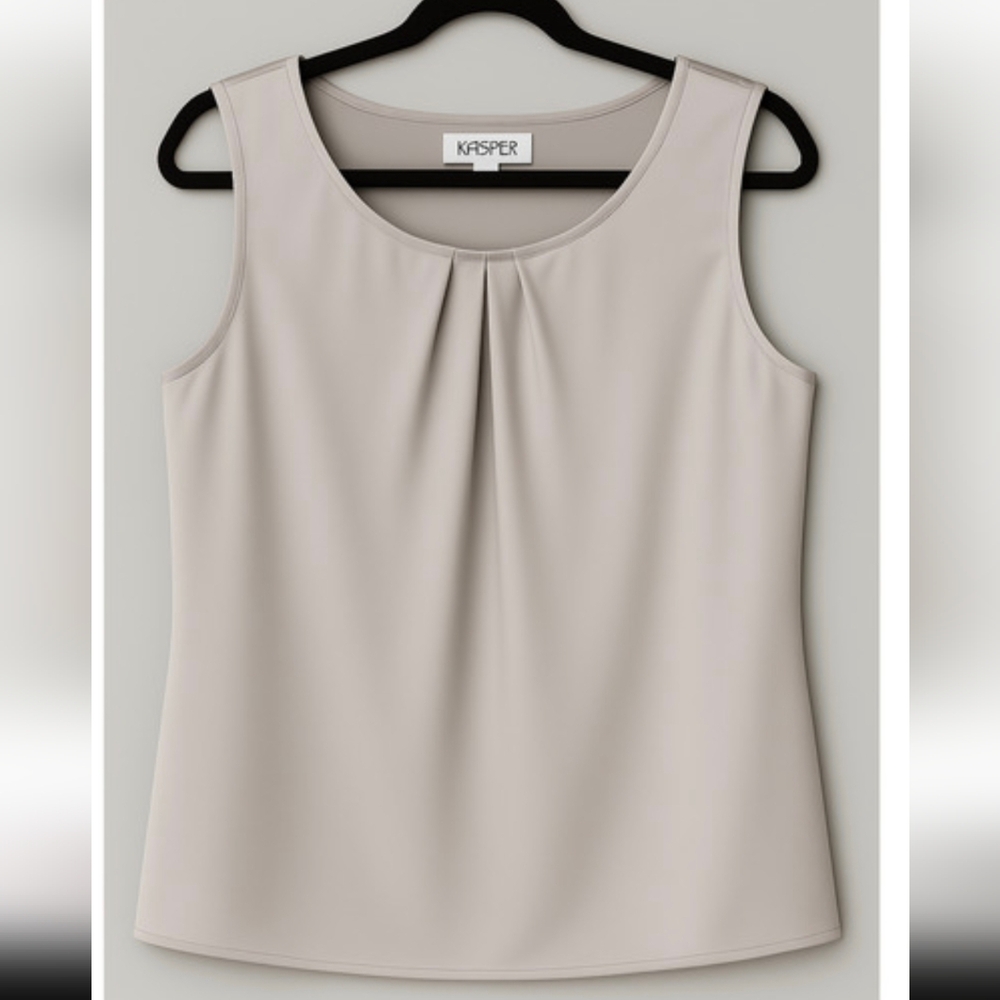 Kasper Xl Platinum Sleeveless Satin Tank Top
